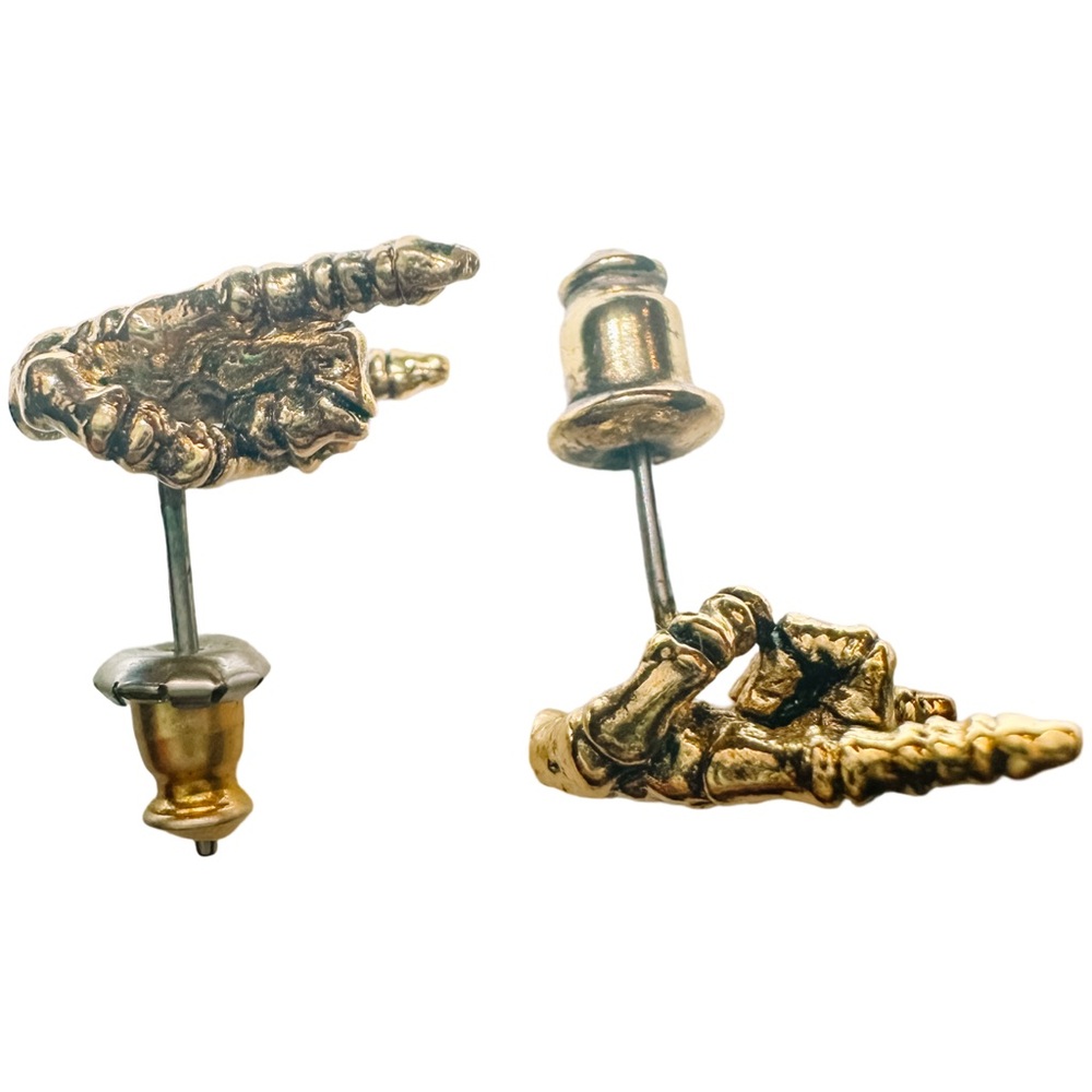 OOAK Don’t Fear The Reaper Gold Plated Skeleton Bones Rocker Earrings - Picture 6 of 7